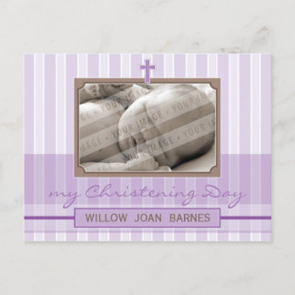 CHRISTENING INVITATION :: stylish stripe 4 Postcard
