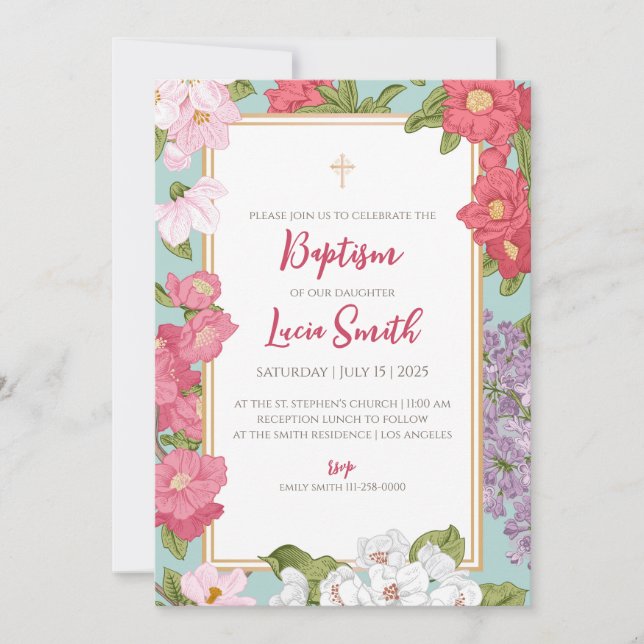 Christening invites Girls for Baptism invitations (Front)