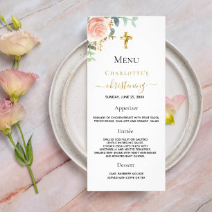 Christening Menu rose or rousse rose floral fille