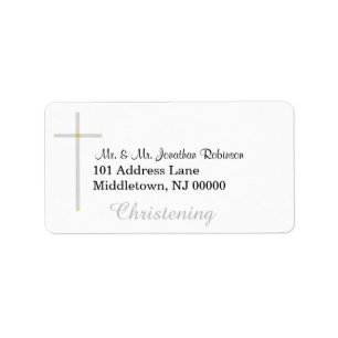 Christening Silver Cross Address Labels
