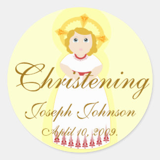 Christening Sticker-Customize Classic Round Sticker