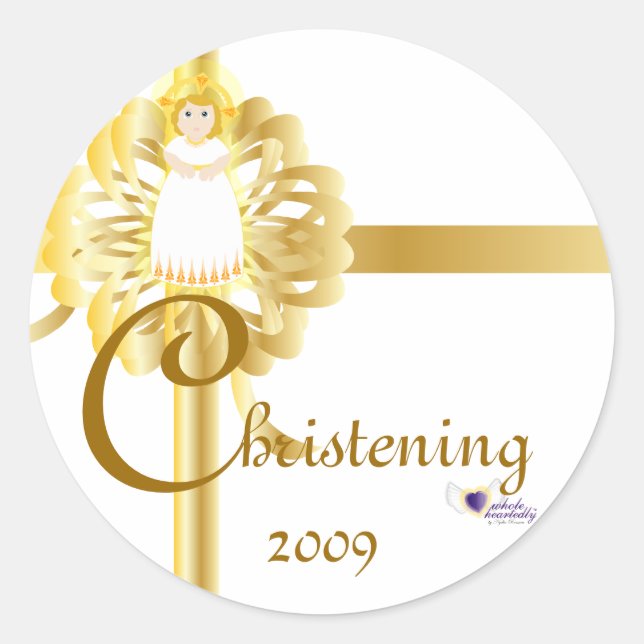Christening! Sticker-Customize Classic Round Sticker (Front)