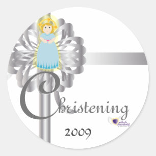 Christening! Sticker-Customize Classic Round Sticker