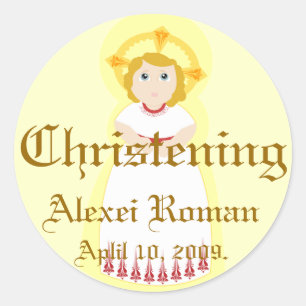 Christening Sticker-Customize Classic Round Sticker