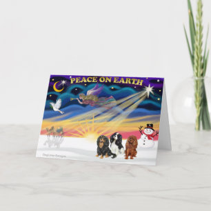 Christgmas Sunrise — Cavalier King Charles (three) Holiday Card