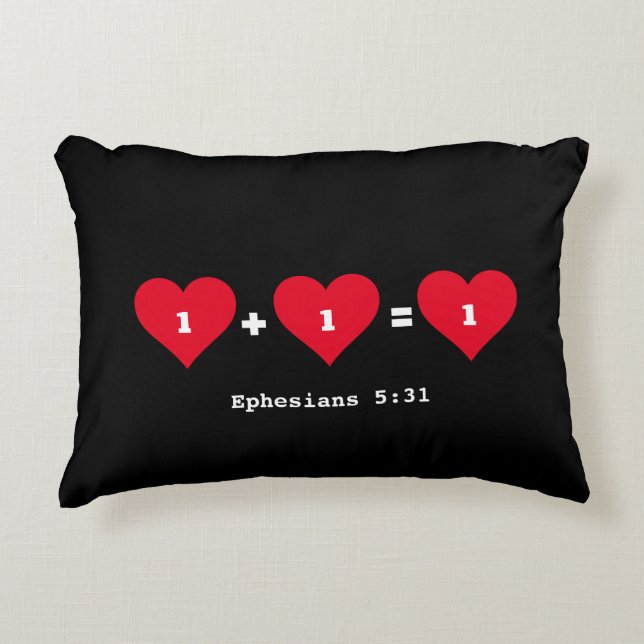 Christian 1 PLUS 1 EQUALS 1 Couples Accent Pillow (Front)