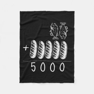 Christian 2 Fishes 5 Breads 5000 Against Fleece Blanket