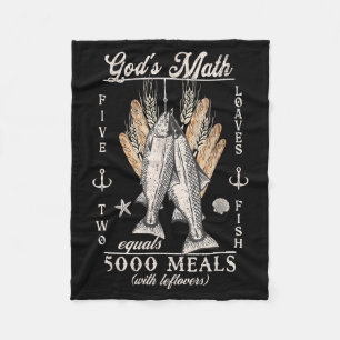 Christian 2 Fishes 5 Breads 5000 Against  Fleece Blanket