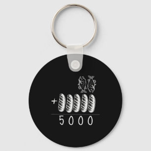 Christian 2 Fishes 5 Breads 5000 Against Keychain