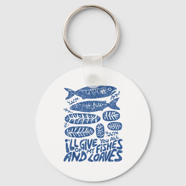 Christian 2 Fishes 5 Breads 5000 Against  Keychain (Front)