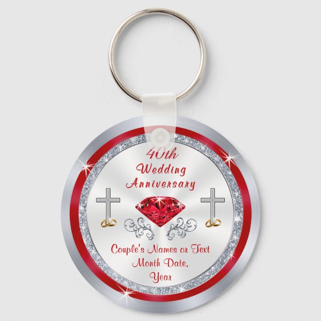 Christian 40th Wedding Anniversary Party Favours Keychain (Front)
