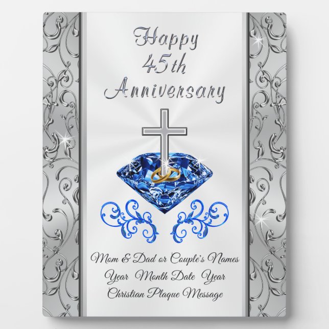Christian 45 Year Anniversary Gift for Parents Plaque (Front)