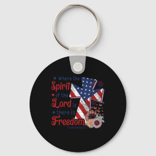 Christian 4th Of July Freedom Where Spirit Of The Keychain