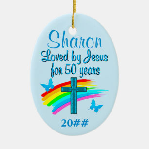 CHRISTIAN 50TH BIRTHDAY PERSONALIZED ORNAMENT