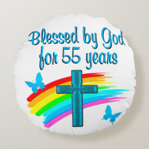 CHRISTIAN 55TH BIRTHDAY ROUND PILLOW
