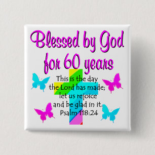CHRISTIAN 60 YEAR OLD PRAYER 2 INCH SQUARE BUTTON