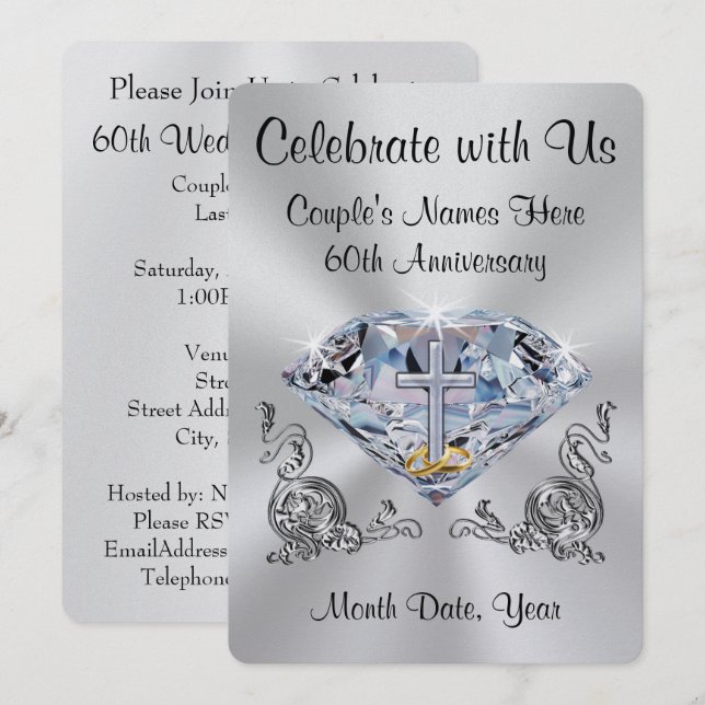 Christian 60th Anniversary Invitations Personalize (Front/Back)