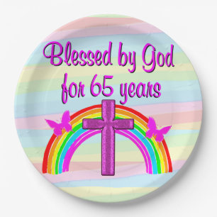 CHRISTIAN 65TH BIRTHDAY PARTY PAPER PLATES