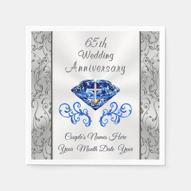 Christian 65th Wedding Anniversary Cocktail Napkin (Front)