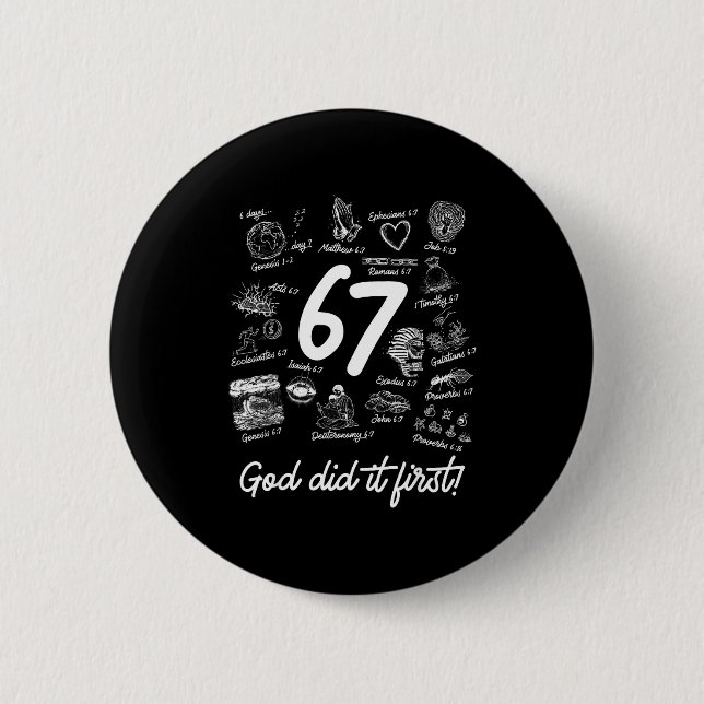 Christian 6 7 Meme Six Seven 67 Bible Verse Script 2 Inch Round Button (Front)