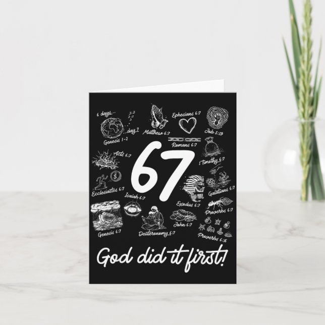 Christian 6 7 Meme Six Seven 67 Bible Verse Script Card (Front)