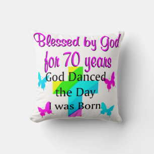 CHRISTIAN 70TH BIRTHDAY THROW PILLOW