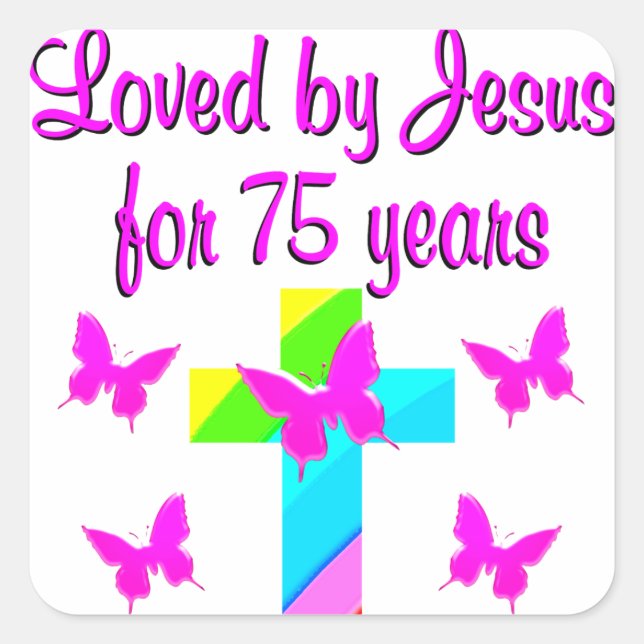 CHRISTIAN 75TH PERSONALIZED BIRTHDAY DESIGN SQUARE STICKER (Front)