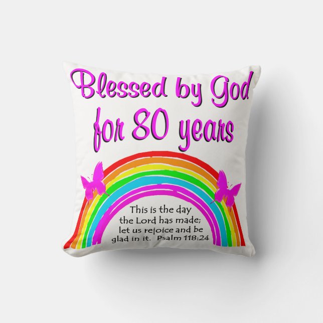 CHRISTIAN 80TH BIRTHDAY THROW PILLOW (Front)