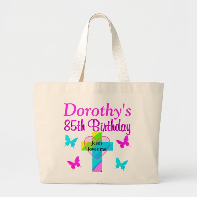 CHRISTIAN 85TH BIRTHDAY PERSONALIZED TOTE BAG (Front)