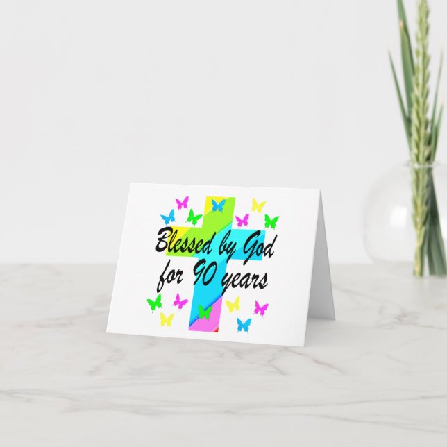 CHRISTIAN 90TH BIRTHDAY PRAYER DESIGN CARD (Front)
