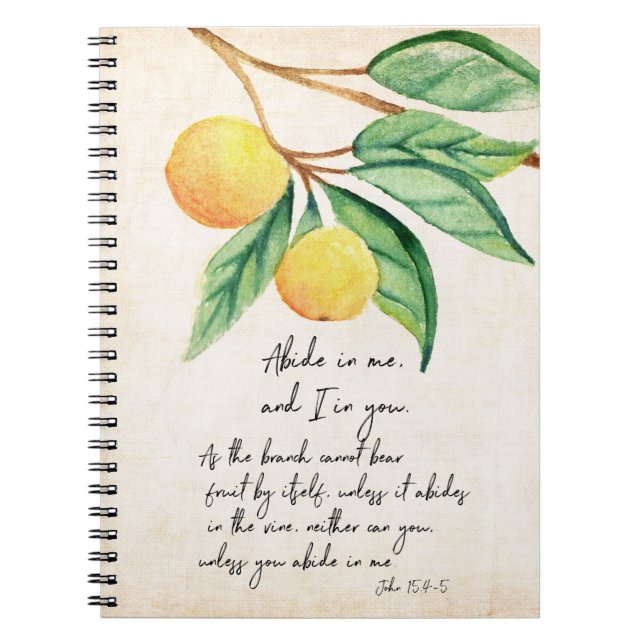 Christian Abide Fruitful Oranges  Notebook (Front)