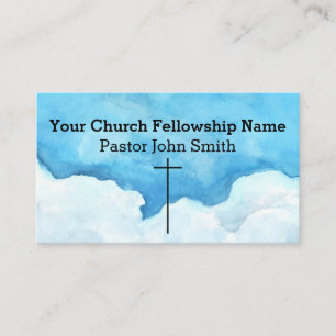 Christian Abstract Blue Sky2 Cross Church Business Card