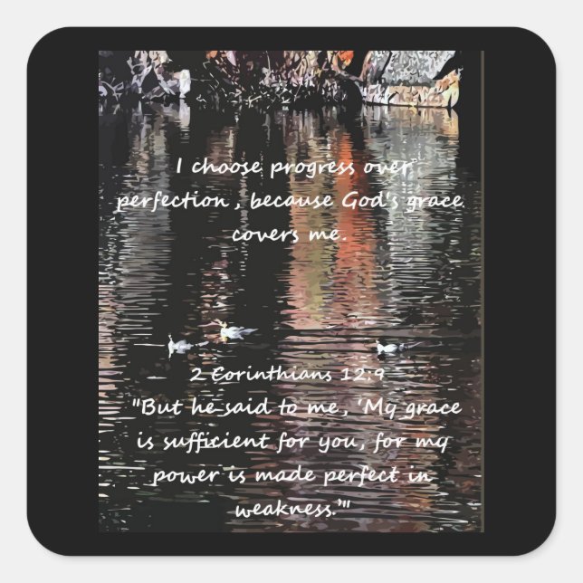 Christian Affirmation Quote & Corresponding Bible  Square Sticker (Front)