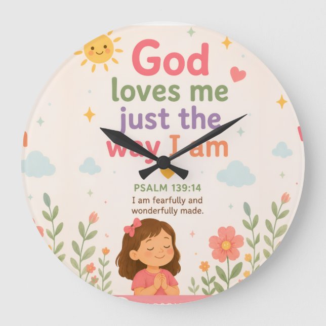 Christian Affirmation wall clock for Kids (Front)