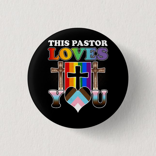 Christian Ally Inclusive Pride Clergy This Pastor  1 Inch Round Button (Front)