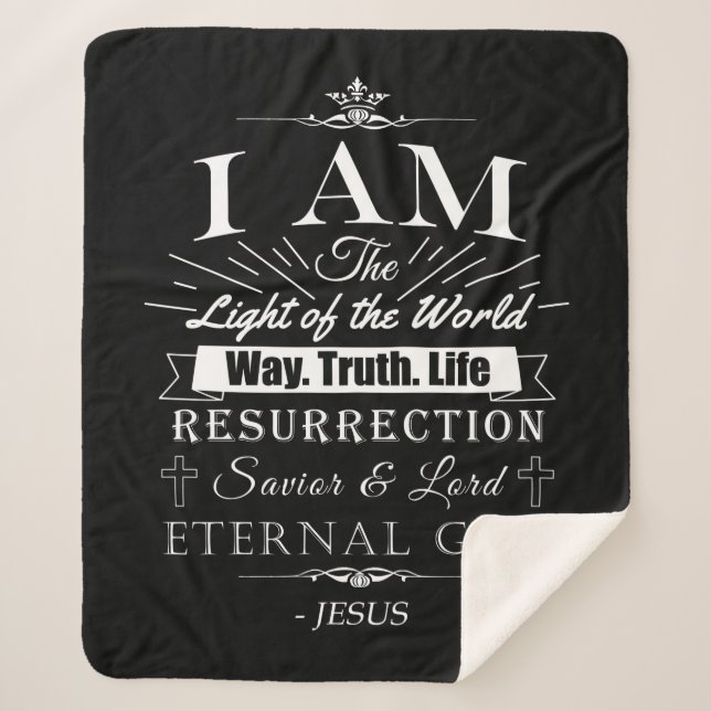 Christian Amazing Bible Claims of Jesus: I AM Sherpa Blanket (Front)