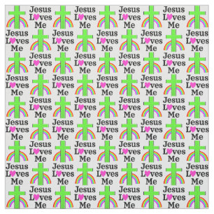 CHRISTIAN AND RELIGIOUS JESUS LOVES ME FABRIC
