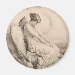 Christian angel sitting on a stone magnet