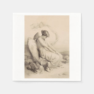 Christian angel sitting on a stone napkin