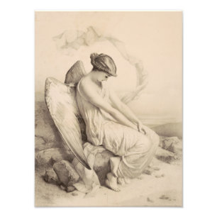 Christian angel sitting on a stone photo print