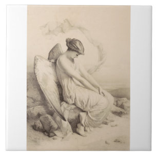 Christian angel sitting on a stone tile