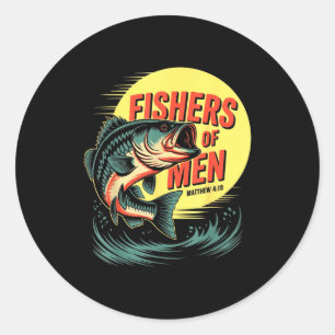 Christian Angler Fishers Of Men Matthew 4 19 Verse Classic Round Sticker