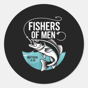 Christian Angler Fishers Of Men Matthew 4 19 Verse Classic Round Sticker