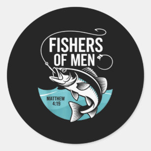 Christian Angler Fishers Of Men Matthew 4 19 Verse Classic Round Sticker