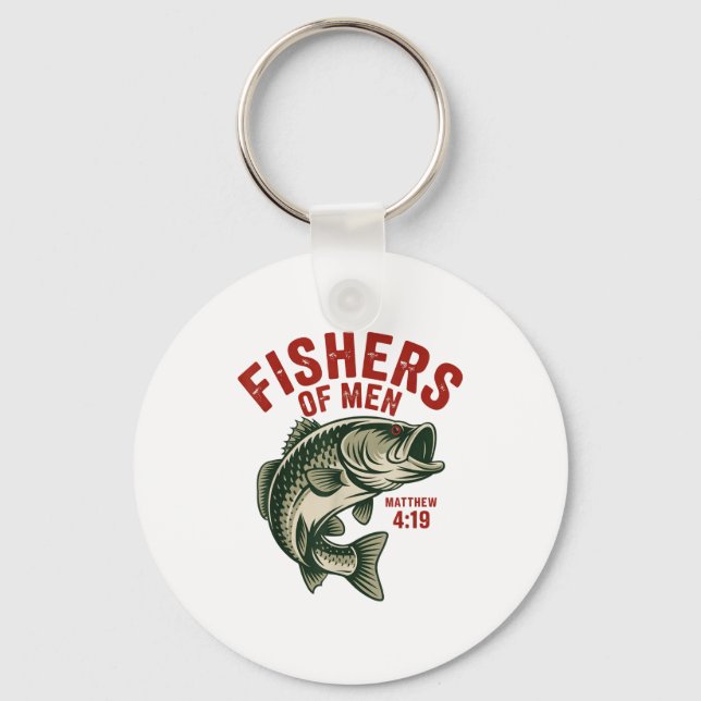 Christian Angler Fishers Of Men Matthew 4 19 Verse Keychain (Front)