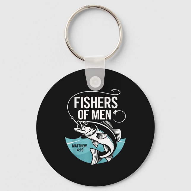 Christian Angler Fishers Of Men Matthew 4 19 Verse Keychain (Front)