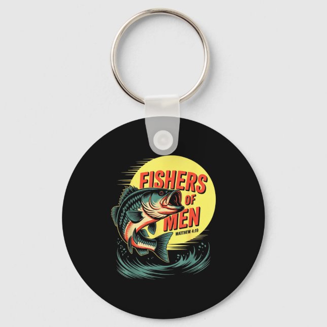Christian Angler Fishers Of Men Matthew 4 19 Verse Keychain (Front)