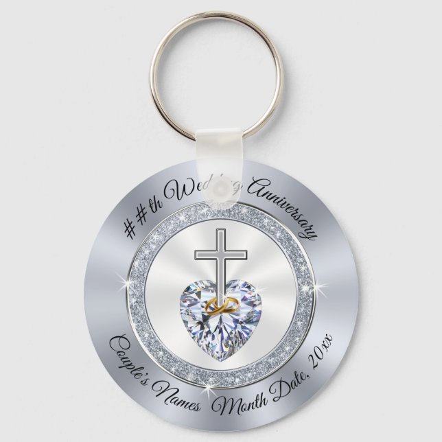 Christian Anniversary Favors for 60th or 10 year Keychain (Front)