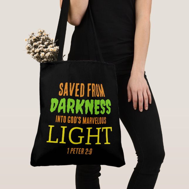 Christian Anti Halloween SAVED FROM DARKNESS  Tote Bag (Close Up)