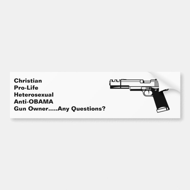 Christian Anti Obama Gun Rights Bumper Sticker (Front)